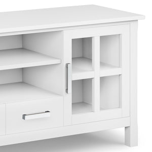 English Elm Kitchener 60" White TV Media Stand for up to 65" TVs — Solid Wood, Glass Doors, Drawers & Cord Management B136P158769