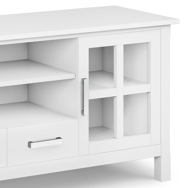 English Elm Kitchener 60" White TV Media Stand for up to 65" TVs — Solid Wood, Glass Doors, Drawers & Cord Management B136P158769