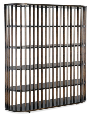 Hooker Furniture Retreat Slatted Bookcase With Oak Veneer, Curved Sides & Rope Accents For Coastal Modern Storage Dark Wood 6950-10446-99