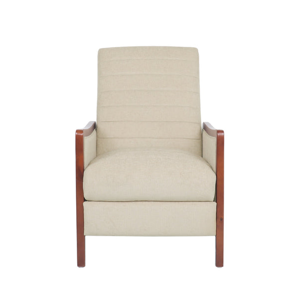 English Elm Christopher Knight Home® - Mid Century Modern Sand Fabric Recliner with Channel Stitch & Birch Wood Frame, Pushback Comfort 70451.00FSND