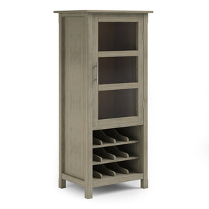 English Elm Avalon Handcrafted High Storage Wine Rack Cabinet with 12-Bottle Rack, Tempered Glass Door, Solid Wood Finish Light Brown B136P158445