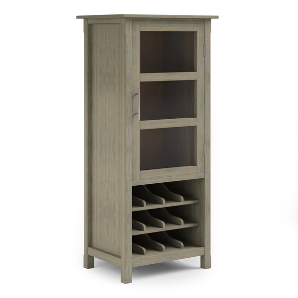 English Elm Avalon Handcrafted High Storage Wine Rack Cabinet with 12-Bottle Rack, Tempered Glass Door, Solid Wood Finish Light Brown B136P158445