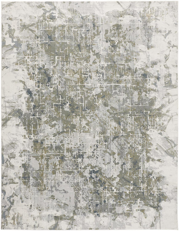 Feizy Rugs Atwell Abstract Distressed Area Rug - Ethereal Modern Design With Silvery Aquas And Grays Green,Gray,Ivory Polypropylene Atl3146fslv000p00