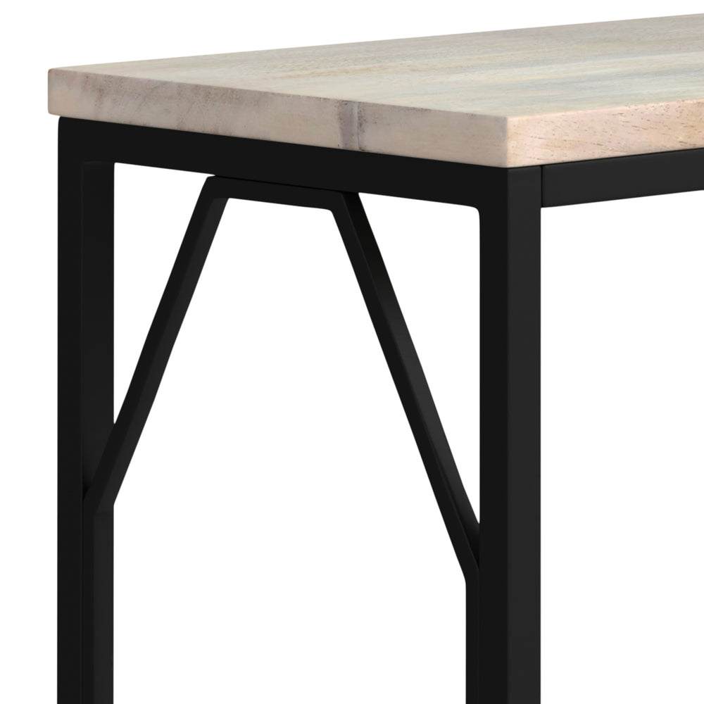 English Elm Selma Mango Wood Accent Table with Gold Metal Frame, Handcrafted Diamond-Base End Table 23.5" H White B136P158990
