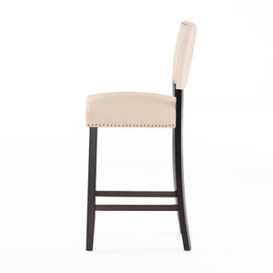 English Elm Christopher Knight Home® - Barstools Beige set of 2 with Rivet Accent, Upholstered Fabric Cushion, Durable Wood Frame, Versatile 56695.00
