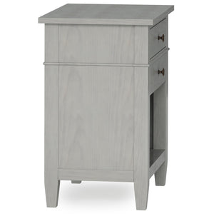 English Elm Carlton Handcrafted Fog Grey Bedside Table With Storage Drawers And Antique Bronze Accents B136P158574