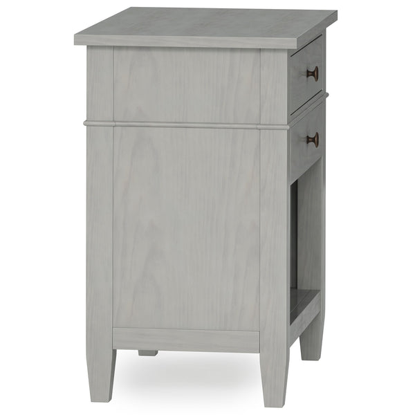 English Elm Carlton Handcrafted Fog Grey Bedside Table With Storage Drawers And Antique Bronze Accents B136P158574