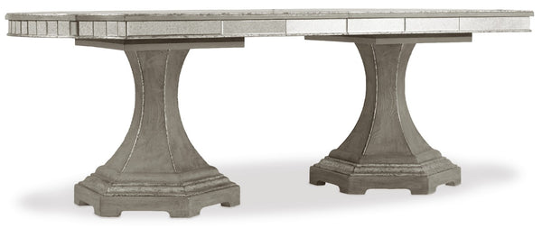 Hooker Furniture Sanctuary Rectangular Oak Dining Table With Mirrored Apron, Scrolled Inlays & 2X20" Leaves For 10 5603-75200-LTBR