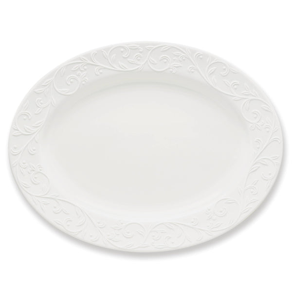 Lenox Opal Innocence Carved 16" Oval Serving Platter White, WHITE PORCELAIN 806674