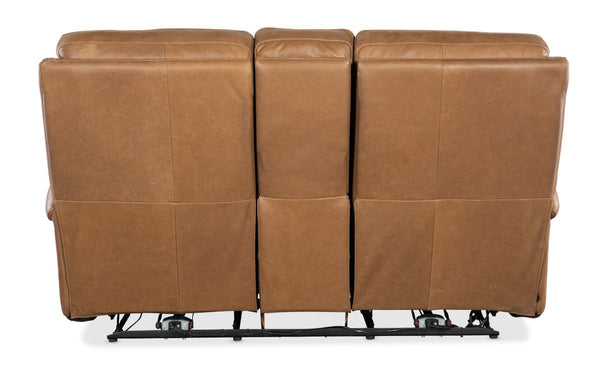 Hooker Furniture Somers Power Reclining Console Loveseat With Zero-Gravity Recline, Usb, Cupholders, Leather_Too Light Brown SS718-PHZC2-080