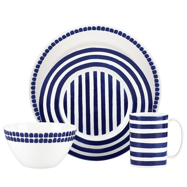 Lenox Kate Spade Charlotte Street North 4-piece Place Setting Blue, WHITE PORCELAIN 844093