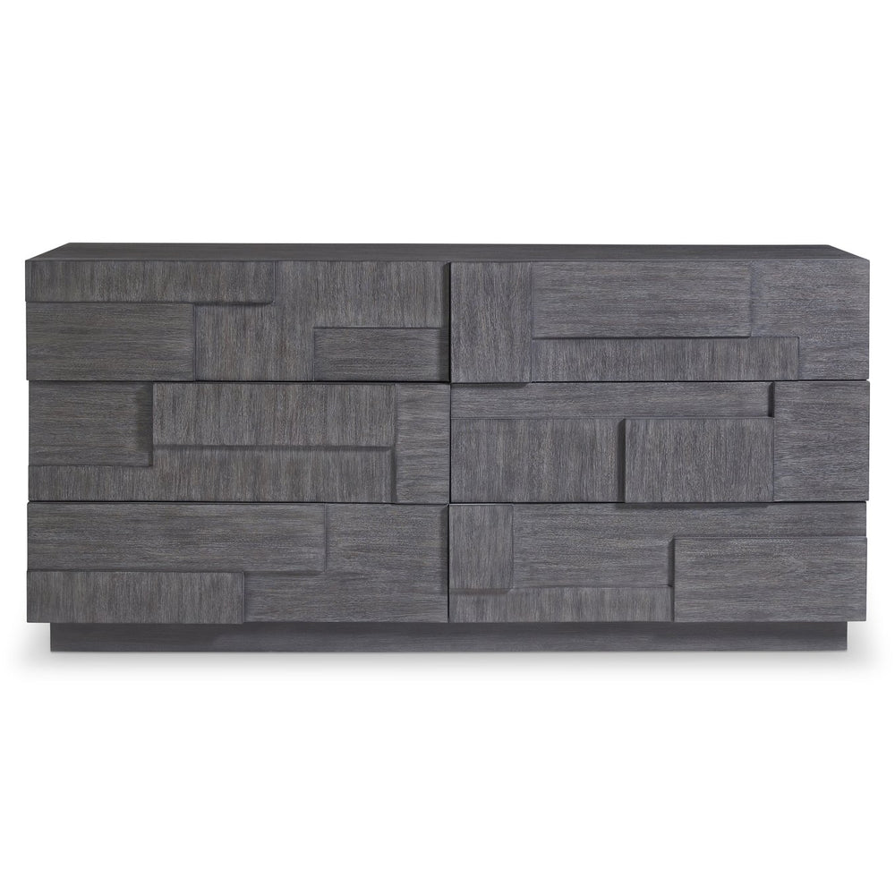 Bernhardt Bernhardt Lancer Dresser In Bracken Mahogany — Sculptural Patchwork Fronts, 6 Push-Open Drawers, 72" 347054