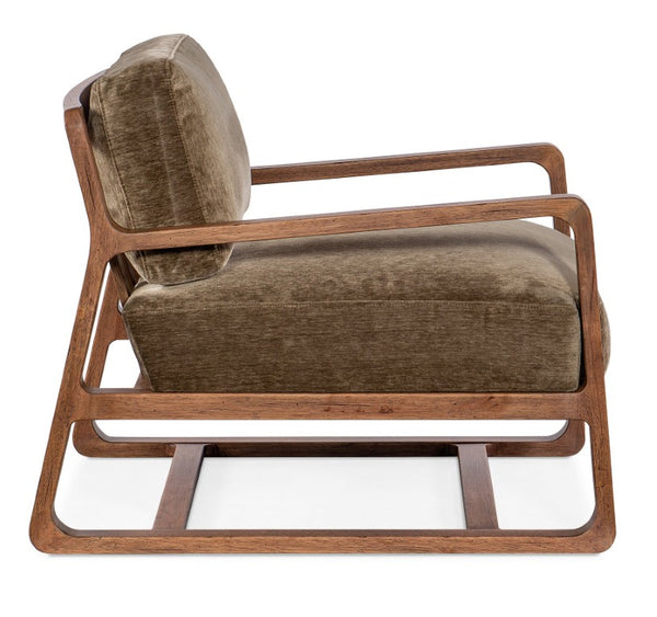 Hooker Furniture Moraine Accent Chair With Vintage Natural Wood Frame, Distressed Scandinavian Modern Comfort Seat Medium Brown CC585-420