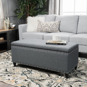 English Elm Storage Ottoman Bench with Hinged Lid Padded Seat Living Room Coffee Table 60581.00CCL