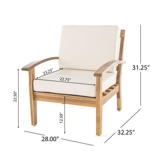 English Elm Christopher Knight Home® - Peyton Club Chair - Stylish Outdoor Seating With Durable Acacia Frame & Water-Resistant Cushions 57973.00BEI