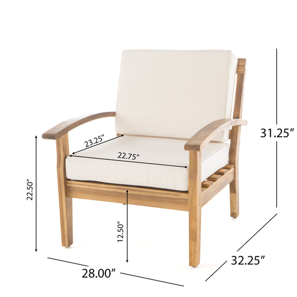 English Elm Christopher Knight Home® - Peyton Club Chair - Stylish Outdoor Seating With Durable Acacia Frame & Water-Resistant Cushions 57973.00BEI