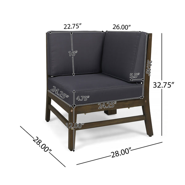 English Elm Perla Armless Accent Chair Tailored Low Profile Upholstered Seat for Living Room Dark Grey 58941.00L-R-CON-M2 GDGRY