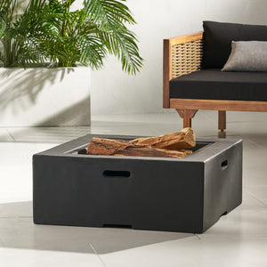 English Elm Outdoor Square Mgo Concrete Wood Burning Fire Pit with Spark Screen for Patio Gatherings 72476.00