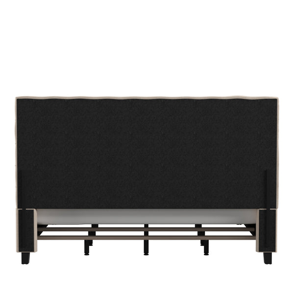 Homelegance By Top-Line Matson Button Tufted Linen Upholstered Bed Beige Linen