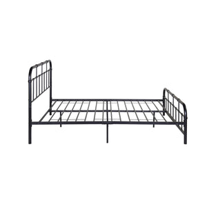English Elm Queen Iron Platform Bed Pipe Style Frame No Box Spring Needed Industrial Loft Bedroom Black 64072.00FBLK-Q