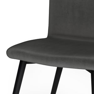 English Elm Baylor Velvet Dining Chair Set of 2 - Dark Grey Upholstered Curved Seat, Angled Black Metal Legs, Versatile B136P158474