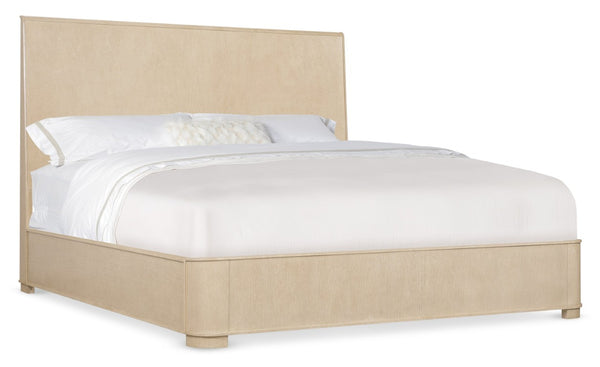 Hooker Furniture Westwood Queen Panel Bedframe With Polished Limestone Oak Veneer Finish, Minimalist Modern Design, Versatile Curved Footboard 93.00 L x 81.00W x 60.00H 6133-90260-80