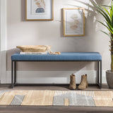 48" Upholstered Bench with Metal Base Denim B48UPNTBDN Walker Edison