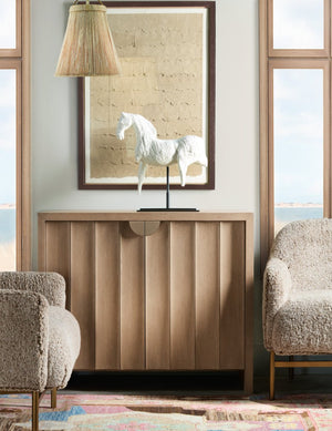 Hooker Furniture Commerce Willow Accent Cabinet With Light Oak Finish, Scalloped Doors, Soft-Close & Adjustable Shelf 7228-85144-82