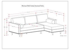 English Elm Morrison Right Sectional Sofa - Eco-Friendly Charcoal Grey, Mid-Century Comfort For 4 People B136P159598