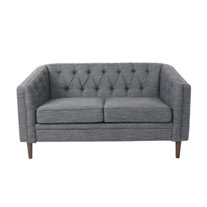 English Elm Christopher Knight Home® - LOVESEAT Diamond-Tufted PU Upholstery with Button Stitching, Tapered Birch Legs, Contemporary Chic Charcoal 72248.00FCHAR
