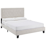 Homelegance By Top-Line Terrell Black Finish Frame with Velvet Fabric Platform Bed Cream Velvet