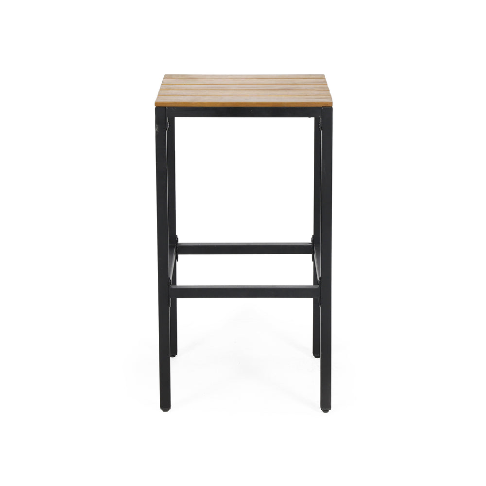 English Elm Christopher Knight Home® - EZRA Outdoor Acacia Bar Stool Set of 2 — Handcrafted Teak Finish Wood Tops, Sturdy Iron Frames Teak+ Black 70262.00
