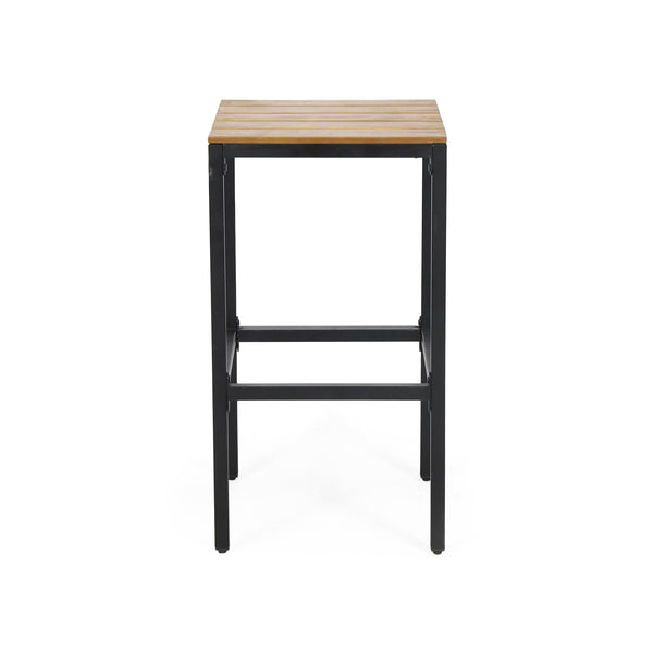 English Elm Christopher Knight Home® - EZRA Outdoor Acacia Bar Stool Set of 2 — Handcrafted Teak Finish Wood Tops, Sturdy Iron Frames Teak+ Black 70262.00