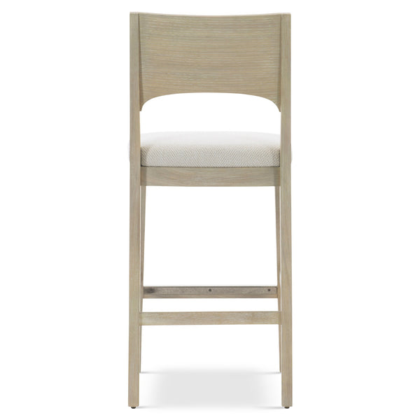 Bernhardt Bernhardt Solaria Bar Stool With Dune Ash Frame, Upholstered Slip Seat & Shiny Nickel Kick Plate 310588