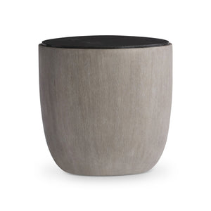Bernhardt Bernhardt Croft Side Table — 1970S-Inspired Drum Form, Forry Wood-Grain Resin Base With Bluestone Top, Compact Sculptural Accent 338128