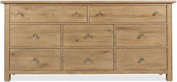 Hooker Furniture Driftwood Buckboard Eight-Drawer Dresser With Cedar-Lined Drawers, Jewelry Tray & Rustic Distressing Light Wood 6820-90202-80