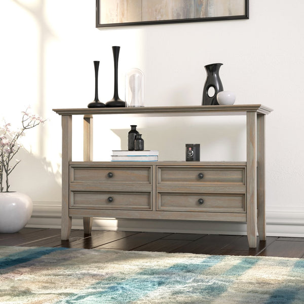 English Elm Amherst Console Sofa Table - Handcrafted Distressed Grey With Storage & Transitional Style B136P158317