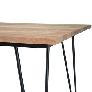 English Elm Hunter Natural Mango Wood Dining Table with Black Hairpin Legs, 66"x40" Rustic Modern, Seats 6 B136P158740