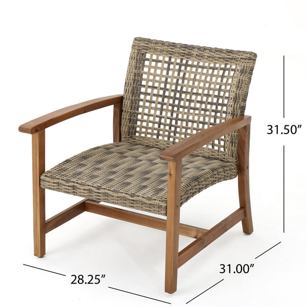 English Elm Christopher Knight Home® - Outdoor Acacia Wicker Club Chairs Set (2) - Natural/Grey Acacia Frame, 400 lb Capacity, All-Weather Comfort 60397.00WTC