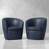 Parker Living Barolo - Vintage Navy 100% Italian Leather Swivel Club Chair - Set of 2 Vintage Navy SBAR#912S-2-VGNV Parker House