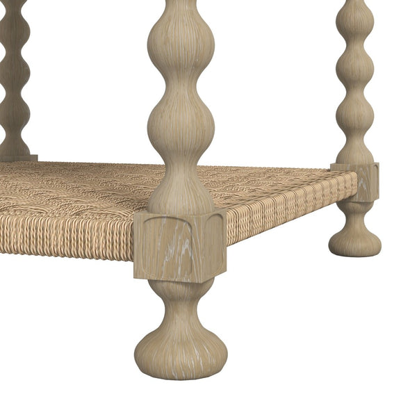 A.R.T. Furniture Haven Rustic End Table with Rattan Shelf, Natural Sun Oak Finish, Stylish Storage & Versatile Design 339304-2325