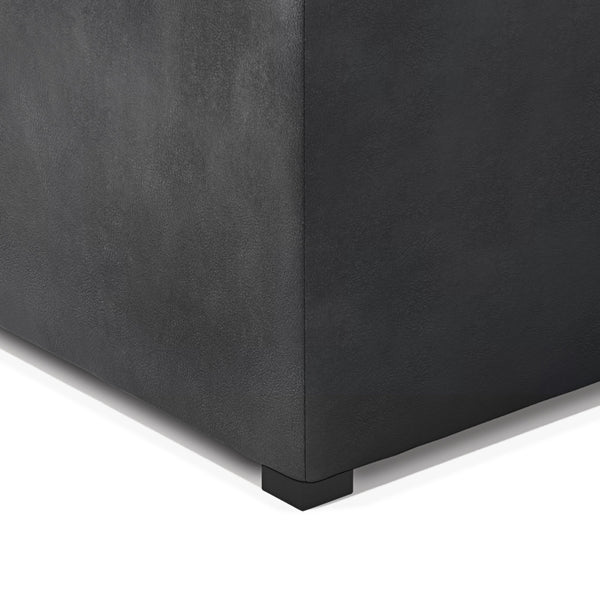 English Elm Avalon Square Storage Ottoman Coffee Table - Distressed Black Vegan Leather, Modern Style & Functionality B136P159748