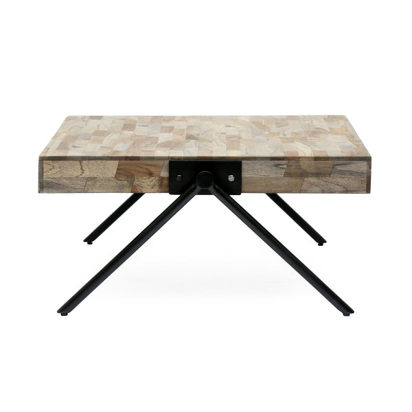 English Elm Christopher Knight Home® - Mango Handcrafted Mango Wood Coffee Table with Grey Finish, Iron V-Legs, Industrial Modern Centerpiece 69062.00