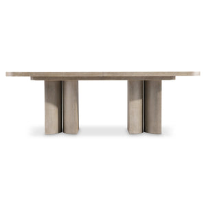 Bernhardt Bernhardt Sculptural Loggia Dining Table In Wire-Brushed Aria Oak, Double Pedestal, 88" W/Leaf K2209