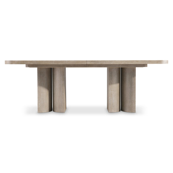 Bernhardt Bernhardt Sculptural Loggia Dining Table In Wire-Brushed Aria Oak, Double Pedestal, 88" W/Leaf K2209
