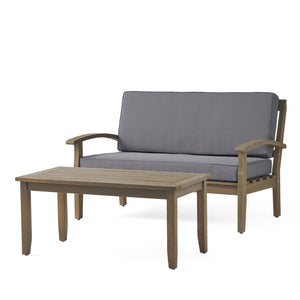 English Elm Christopher Knight Home® - 4-Person Outdoor Seating Group - Stylish Acacia Wood Set With Water-Resistant Cushions For Patios 57973.00GRY-2_57972.00SETGRY