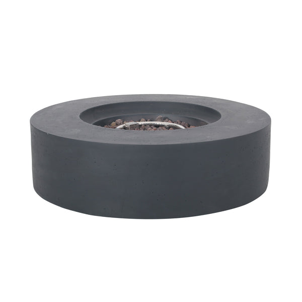 English Elm Lightweight Concrete Round Outdoor Fire Pit 50000 Btu Modern Low Profile Dark Gray 59240.00-50K