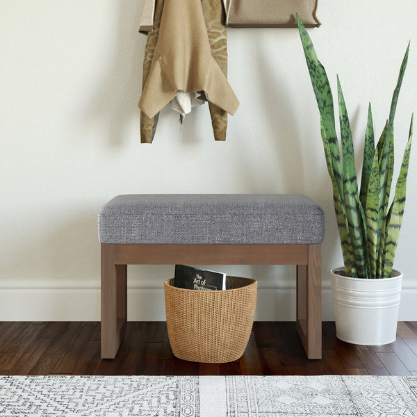 English Elm Milltown Compact Ottoman Bench - Versatile Pebble Grey Footstool For Modern Living Spaces, Durable! B136P159092
