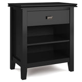 Solid Wood Nightstand with Drawer and Open Shelf Storage