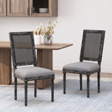 Christopher Knight Home® - Noble House - Regina French Country Wood and Cane Upholstered Dining Chair (Set of 2)